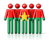 Flag of Burkina Faso on stick figure