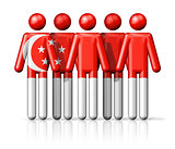 Flag of Singapore on stick figure