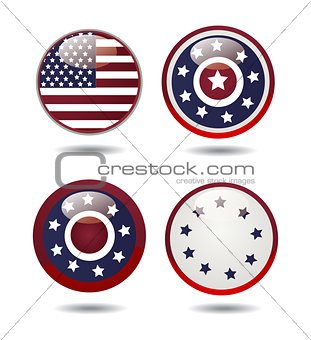 United States Flag Glossy Buttons