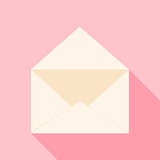Open envelope over light pink