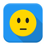 Pensive yellow smile app icon with long shadow