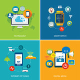 set of  technology,internet of things, and digital media
