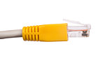 Yellow computer cable on white