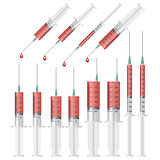 Syringes with a blood.