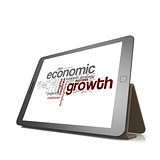Economic growth word cloud on tablet