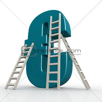 Blue euro sign with ladder