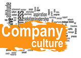 Company culture word cloud with yellow banner