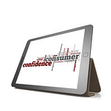 Consumer confidence word cloud on tablet