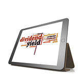 Dividend yield word cloud on tablet