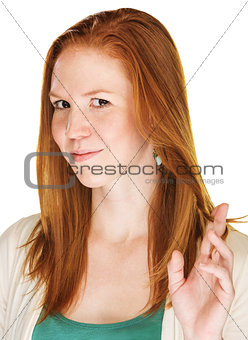 Woman Flirting and Twirling Her Hair