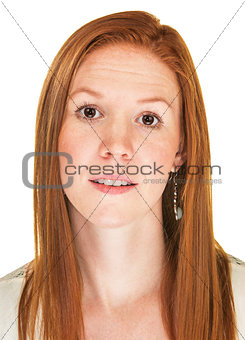 Happy Woman with Raised Eyebrows