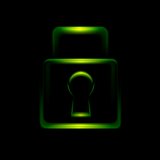 Green glowing lock symbol icon