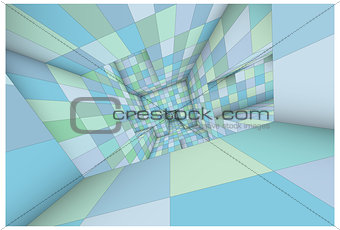 3d futuristic labyrinth green blue shaded vector interior illust