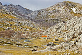 Velebit stone desert and mountain shelter view