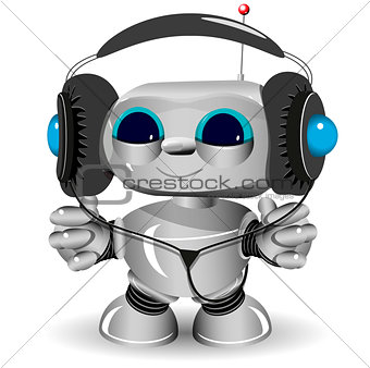 White robot headphones