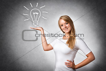 Creative woman with bulb