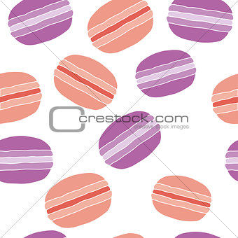Seamless pattern with colorful macaroon cookies on white. Vector illustration eps 10.