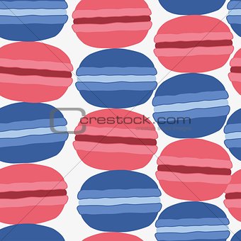 Seamless pattern with colorful macaroon cookies on white. Vector illustration eps 10.