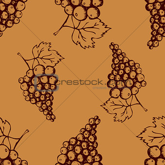 Seamless pattern with hand drawn decorative grapes