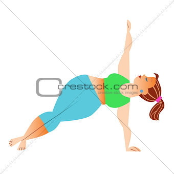 Normal a little fat woman doing yoga
