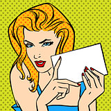 girl with  letter Pop art angry vintage comic
