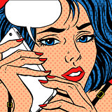 Girl phone talk Pop art vintage comic