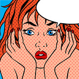 girl shocked Pop art vintage comic