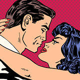 Kiss love movie romance heroes lovers man and woman pop art comi