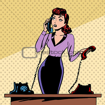 Girl Secretary answers the phone progress and communication tech