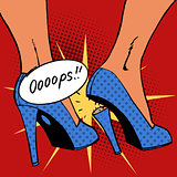 oops broke heel woman nasty surprise pop art comics retro style