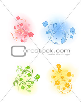 Four flowers set