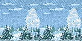 Seamless Christmas Winter Forest Landscape