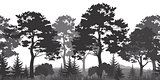 Seamless Background, Summer Forest Silhouettes