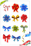 Set of gift bows with ribbons.