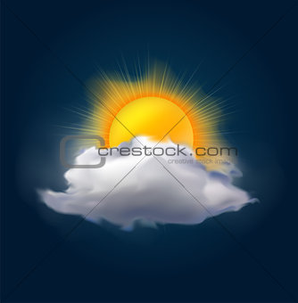 Vector cloud and sun