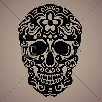 Ornamental art of a skull