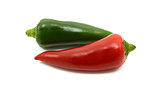 Hot green and red chilis