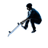 man skateboarder skateboarding silhouette