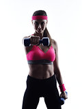 woman fitness weights training exercises silhouette