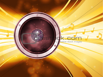 Golden disco light explosion with speaker