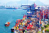 Containers at Hong Kong commercial port