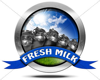 Fresh Milk - Metal Icon with Cans