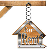 House For Rent - Sign Hanging from Chain