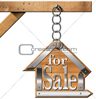 House For Sale - Sign Hanging from Chain