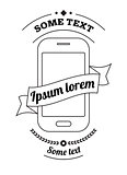 Mobile phone logo with ribbon and text