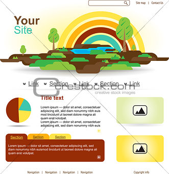 Website design with rainbow and trees