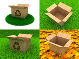 Open Cardboard Box on a Sundry Background.