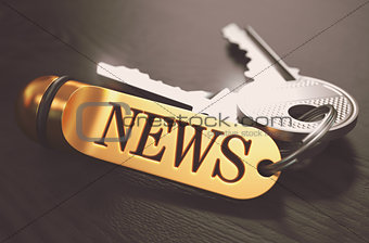 News Concept. Keys with Golden Keyring.