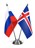Russia and Iceland - Miniature Flags.