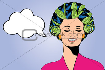 Woman with curlers in their hair